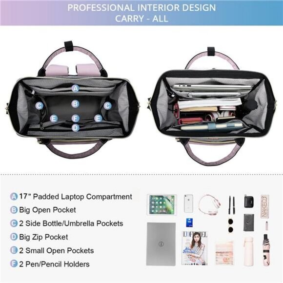 Laptop Backpack for Women Fashion Business Computer Backpack Travel Bags 7-Inch - Picture 2 of 6